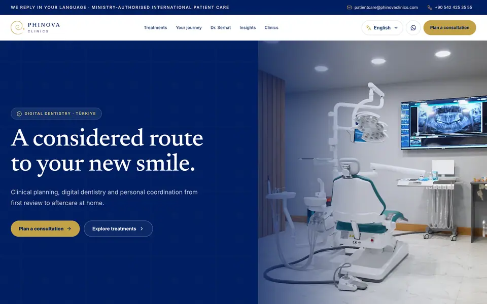 The Phinova Clinics concept home page
