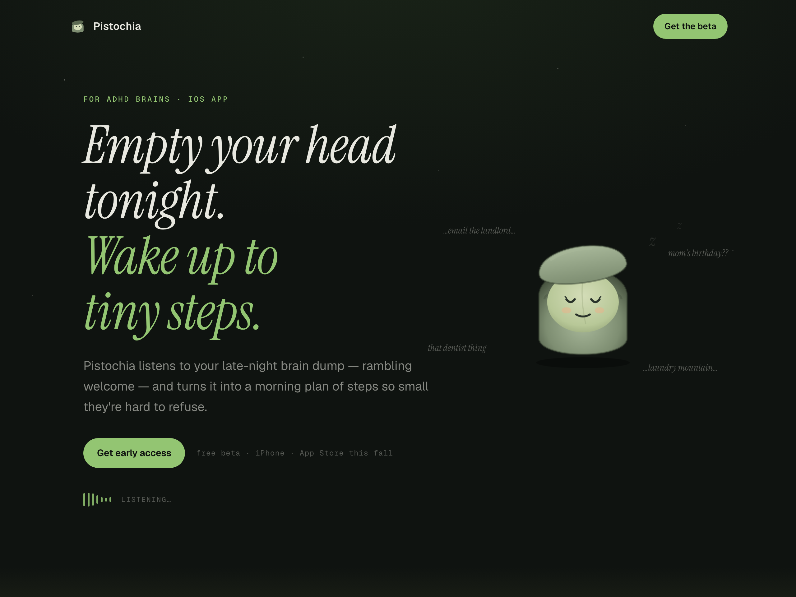 Pistochia — landing page